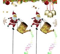 NNBWLMAEE Christmas Santa Solar Kettle Lights Garden Lawn Decorative Lights, Santa Kettle Ground Lamp, Hanging Metal Santas Watering Can LED Light, for Garden, Patio, Pathway Decor (Color*2)