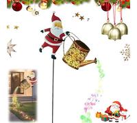 NNBWLMAEE Christmas Santa Solar Kettle Lights Garden Lawn Decorative Lights, Santa Kettle Ground Lamp, Hanging Metal Santas Watering Can LED Light, for Garden, Patio, Pathway Decor (Color)