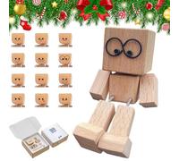 NNBWLMAEE Christmas Shaking Wooden Man Figurine with 12 Magnetic Expressions, Cute Santa Shaking Feet Wooden Doll, Handmade Xmas Decors, Car Dashboard Accessories for Friends Familys Gifts (Style5)
