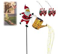 NNBWLMAEE Christmas Solar Kettle Lights Garden Lawn Decorative Lights, Santa Kettle Ground Lamp, Santa Kettle Ground Lamp Solar LED Night Light, for Pathway Patio, Walkway (Warm light)