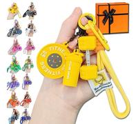 NNBWLMAEE Creative Mini Gym Barbell Plate Keychain, Mini Accessories with Detachable Dumbbell and Water Bottle for Bag Purse Car Keys (G)