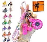 NNBWLMAEE Creative Mini Gym Barbell Plate Keychain, Mini Accessories with Detachable Dumbbell and Water Bottle for Bag Purse Car Keys (L)