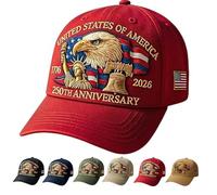 NNBWLMAEE Eagle & Liberty - United States 250th Anniversary Hat, Adjustable Bald Eagle Printed Patriotic Baseball Cap (Red)