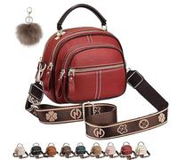 NNBWLMAEE Easiotward Crossbody Bag, Classic Multifunctional Compartments Adjustable Wide Shoulder Purses, Leather Handbag (Red)