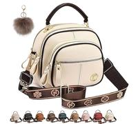 NNBWLMAEE Easiotward Crossbody Bag, Classic Multifunctional Compartments Adjustable Wide Shoulder Purses, Leather Handbag (White)