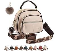 NNBWLMAEE Easiotward Crossbody Bag, Classic Multifunctional Compartments Adjustable Wide Shoulder Purses, Leather Handbag (Apricot)