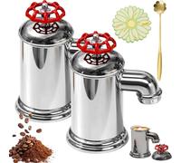 NNBWLMAEE Faucet-Shaped Coffee Mug - Novelty Beverage Cup, 350ml Novelty Faucet Shaped Mug with Rotating Lid and Ergonomic Handle, Premium Ceramic Material Construction, for Home Office Cafe (2pcs)