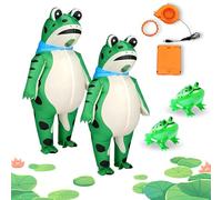 NNBWLMAEE Frog Costume Inflatable, Blow up Frog Costume Adult, Adult/Child with Air Pump for Halloween Cosplay Party, Full Body Frogs man Character (Green*2,XS)