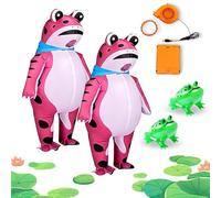 NNBWLMAEE Frog Costume Inflatable, Blow up Frog Costume Adult, Adult/Child with Air Pump for Halloween Cosplay Party, Full Body Frogs man Character (Pink*2,S)