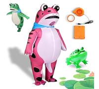 NNBWLMAEE Frog Costume Inflatable, Funny Full Body Frog Suit, Blow up Costume Full Body Halloween Frog, Suitable for Birthday, Halloween Party, Mardi Gras (Pink,L:68.9in-74.8in)