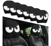 NNBWLMAEE Funny Cartoon Car Headrest Covers, Breathable Elastic Halloween Headrest Covers, ig Eyes Car Seat Protector Cover, Cute Cheerful Face Auto Seat Covers for Road Trips, Parties (C-3pair)