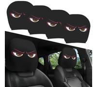 NNBWLMAEE Funny Cartoon Car Headrest Covers, Breathable Elastic Halloween Headrest Covers, ig Eyes Car Seat Protector Cover, Cute Cheerful Face Auto Seat Covers for Road Trips, Parties (B-2pair)