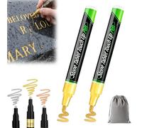 NNBWLMAEE Golden Tombstone Marker Pen for Restoring Faded Grave Inscriptions, Waterproof Stone Touch-up Pen, Strong Coverage, Quick-Drying, Fade-Resistant for Granite Gravestone Lettering (Golden)