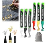 NNBWLMAEE Golden Tombstone Marker Pen for Restoring Faded Grave Inscriptions, Waterproof Stone Touch-up Pen, Strong Coverage, Quick-Drying, Fade-Resistant for Granite Gravestone Lettering (Mix)