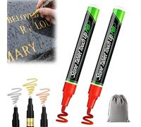 NNBWLMAEE Golden Tombstone Marker Pen for Restoring Faded Grave Inscriptions, Waterproof Stone Touch-up Pen, Strong Coverage, Quick-Drying, Fade-Resistant for Granite Gravestone Lettering (Red)