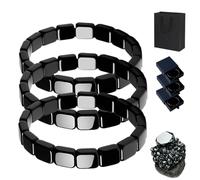 NNBWLMAEE Hemios Hematite Bracelet, Natural Hematite Bracelet for Strength and Vitality, Gift for Dad, Husband, Boyfriend (3PCS)
