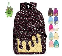 NNBWLMAEE Ice Cream Drip Kids Canvas Backpack, Ice Cream Backpack Cute Shoulder Backpacks, with Side Pockets, Use Travel, Hiking, Camping for Boys Girls (black)