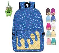 NNBWLMAEE Ice Cream Drip Kids Canvas Backpack, Ice Cream Backpack Cute Shoulder Backpacks, with Side Pockets, Use Travel, Hiking, Camping for Boys Girls (royal blue)