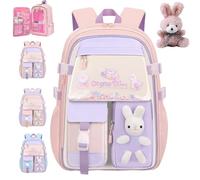 NNBWLMAEE Kawaii Bunny Girls Backpacks for Elementary School Bags, Quicksand Fridge Door Children's Backpacks, Bad Bunny Backpack for Girls, Large Capacity Waterproof, Back to School (Pink,S)