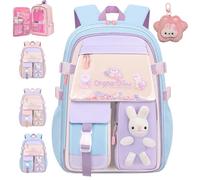NNBWLMAEE Kawaii Bunny Girls Backpacks for Elementary School Bags, Quicksand Fridge Door Children's Backpacks, Bad Bunny Backpack for Girls, Large Capacity Waterproof, Back to School (Blue,S)
