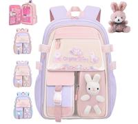 NNBWLMAEE Kawaii Bunny Girls Backpacks for Elementary School Bags, Quicksand Fridge Door Children's Backpacks, Bad Bunny Backpack for Girls, Large Capacity Waterproof, Back to School (Purple,L)