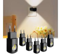 NNBWLMAEE LED Wall Socket Night Light, Mini LED Night Light Plug in Wall, Dusk to Dawn Sensor Mood Lighting, 360° Adjustable, 3000k Soft White, for Bedroom Bathroom Stairs Hallway (6A,White light)