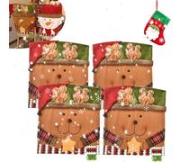 NNBWLMAEE lipcovers Easy to Install Xmas Dinner Chair Back Covers, Santa Claus Snowman Reindeer Xmas Dinner Chair, for Festival, Parties, Family Gatherings (C-2)