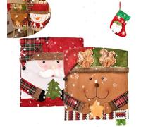 NNBWLMAEE lipcovers Easy to Install Xmas Dinner Chair Back Covers, Santa Claus Snowman Reindeer Xmas Dinner Chair, for Festival, Parties, Family Gatherings (B-4)