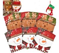 NNBWLMAEE lipcovers Easy to Install Xmas Dinner Chair Back Covers, Santa Claus Snowman Reindeer Xmas Dinner Chair, for Festival, Parties, Family Gatherings (D-4)