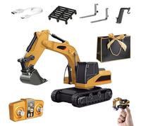 NNBWLMAEE Microcrew Mini Rc Construction Series, Pocket Dump Truck, APP Control 1/64 Mini RC Construction Crane Forklift Trucks, Excavator & Forklift Set, Vehicles Toy for Adults Kids (Excavator)