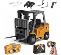 NNBWLMAEE Microcrew Mini Rc Construction Series, Pocket Dump Truck, APP Control 1/64 Mini RC Construction Crane Forklift Trucks, Excavator & Forklift Set, Vehicles Toy for Adults Kids (Forklift)