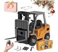 NNBWLMAEE Microcrew Mini RC Construction Series - Pocket Dump Truck, Excavator & Forklift Set with Metal Shovel, 1/64 Rc Mini Remote Control Construction Vehicles for Kids & Adults (Forklift)