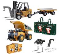 NNBWLMAEE Mini Rc Construction Series, Remote Control Dump Truck, APP Control 1/64 Mini RCs Constructions Crane Forklift Trucks, RC Construction Vehicle Set, Toy for Adult Kid (A)