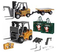 NNBWLMAEE Mini Rc Construction Series, Remote Control Dump Truck, APP Control 1/64 Mini RCs Constructions Crane Forklift Trucks, RC Construction Vehicle Set, Toy for Adult Kid (B)