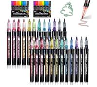 NNBWLMAEE Neattidyly Marker Pen for Highlight, Coloring Lightstick Graffiti Pen, Shimmer Markers Outline Glitter Gel Pens, Metallic Double Line Magische Stifte, for Drawing and Scribbling (2pcs*12)