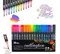 NNBWLMAEE Neattidyly Outline Markers, Neattidyly Marker Pen for Highlight, Double Line Metallic Markers, for Drawing & Scribbling, with Shiny Metallic (36PCS)