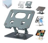 NNBWLMAEE Rotiva Rotating Stand for Laptop, Rotiva Rotating Stand with 360° Rotatings Base, Ergonimic Foldable Laptop Riser, Adjustable Height with Heat-Vent, for Desk, Tablets, Laptops (Gray)