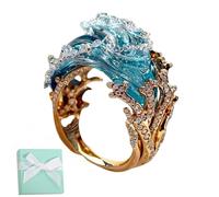 NNBWLMAEE Set di gioielli con giuramento dell'oceano, set di gioielli romantici dal mare-giuramento dell'oceano, collana e orecchini e anelli, idea regalo, Acciaio al titanio