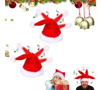 NNBWLMAEE Similarlyl Electric Christmas Hat, Battery Powered Dancing Santa Cap, Funny Shaking Dancing Singing Santa Cap, Swing Musical Funny Toy Hat, for Kids Adults New Year Party Supplies (2pcs)
