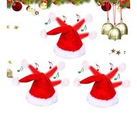 NNBWLMAEE Similarlyl Electric Christmas Hat, Battery Powered Dancing Santa Cap, Funny Shaking Dancing Singing Santa Cap, Swing Musical Funny Toy Hat, for Kids Adults New Year Party Supplies (3pcs)