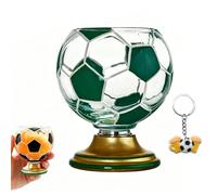 NNBWLMAEE Soccer Ball Shaped Rotating Drinking Glass Cup, 10oz/300ml Soccer Trophy Beer Glass with Gold Base, Football Glasses for Beer & Cocktails, Game Day Drinkware, Gift for Soccers Fans (E-1)