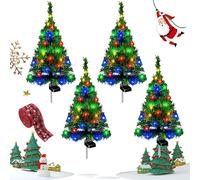 NNBWLMAEE Solar Christmas Tree Lights Holiday Decorations, Solar Christmas Garden Stake Lights, Outdoor Waterproof Xmas Tree Yard Stake Pathway Light for Xmas Decorations Garden (4PCS)