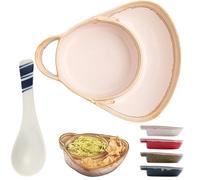 NNBWLMAEE Soup and Sandwich Bowl, Retro Ceramic Soup Bowls with Handles, Ceramic Soup and Sandwich Plate with Handle, Cereal Bowls Dishwasher & Microwave Safe for Soup, Salad, Fruit (Apricot)