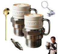 NNBWLMAEE Spark Plug Mug, Automotive Spark Plug Coffee Mug, Ceramic Sparks plug-Shaped Coffee Cup, Personalized Creative, for Car Lovers, Mechanics, Gearheads & Collectors (2pcs)