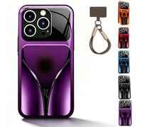 NNBWLMAEE Stylish Magnetic Shockproof Phone Case, Your 5-in-1 Upgrade, Translucent Matte Back Slim Shockproof Phone Cover, Compatible with iPhone glass case (Purple,12)