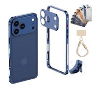 NNBWLMAEE Ultra-Thin Metal Frame Heat Dissipation Case with Lens Protector for iPhone 17/16/15 Pro Max, Detachable Metal Lens Cover Cases, Seahorse Buckle Design (17Pro,G)