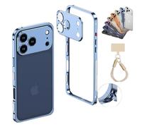 NNBWLMAEE Ultra-Thin Metal Frame Heat Dissipation Case with Lens Protector for iPhone 17/16/15 Pro Max, Detachable Metal Lens Cover Cases, Seahorse Buckle Design (17Pro,D)