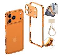 NNBWLMAEE Ultra-Thin Metal Frame Heat Dissipation Case with Lens Protector for iPhone 17/16/15 Pro Max, Detachable Metal Lens Cover Cases, Seahorse Buckle Design (17Promax,H)