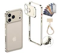 NNBWLMAEE Ultra-Thin Metal Frame Heat Dissipation Case with Lens Protector for iPhone 17/16/15 Pro Max, Detachable Metal Lens Cover Cases, Seahorse Buckle Design (16Pro,C)