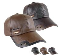 NNBWLMAEE Warm Leather Baseball cap - Windproof PU Leather Baseball cap with Thick Fleece Lining, Adjustable for Fall Winter Outdoor (A+B)